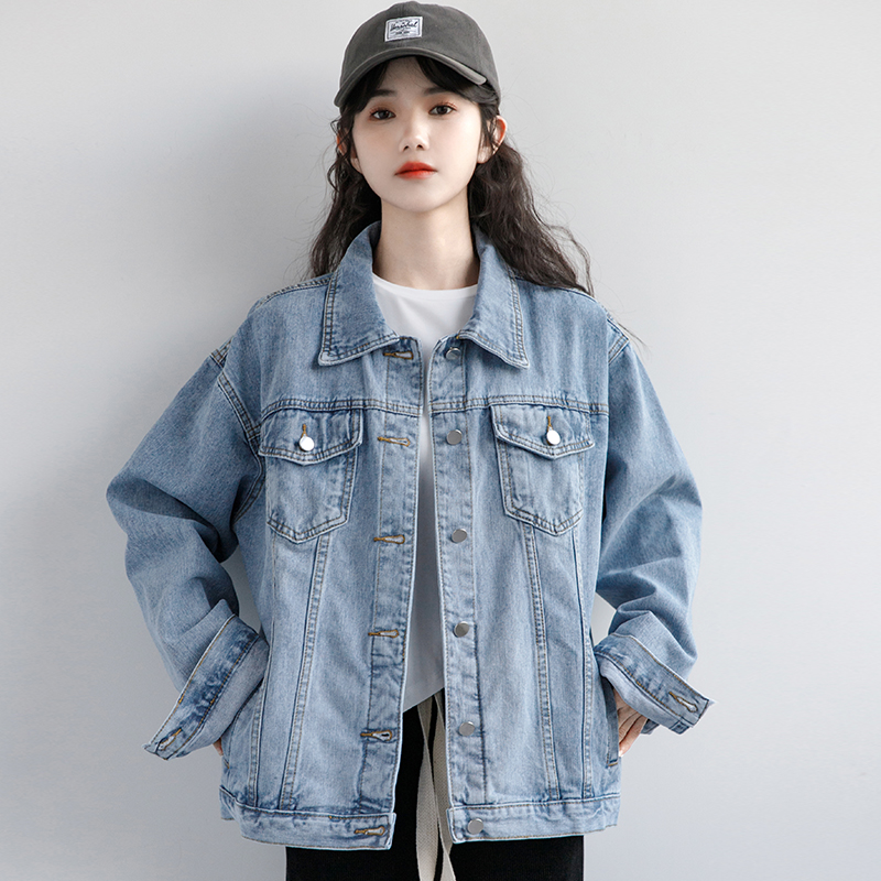 韩国2023年春秋新款牛仔外套女韩版休闲外搭上衣宽松软牛仔服夹克