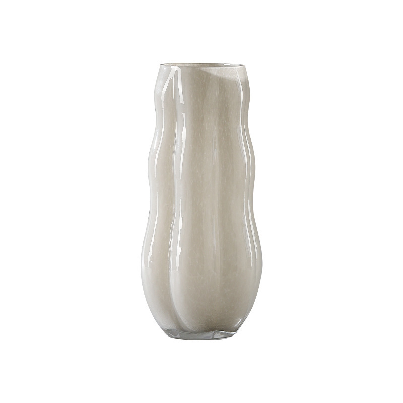 Zhonggu Milky White Glass Vase Study Bookshelf Exhibition Hall Model Room Decoration Decoration Ins Simple and Light Luxury Decoration