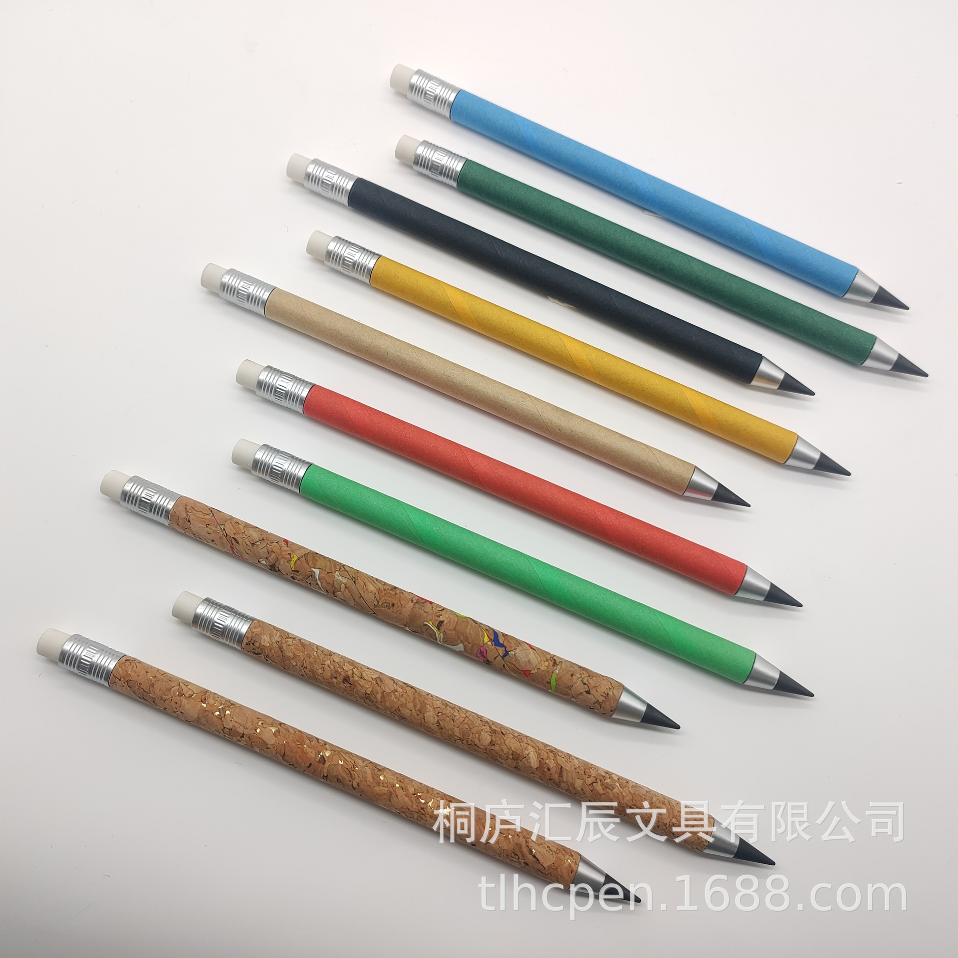 新款软木永恒铅笔生态环保纸质铅笔自带橡皮可以拆卸笔尖永恒书写