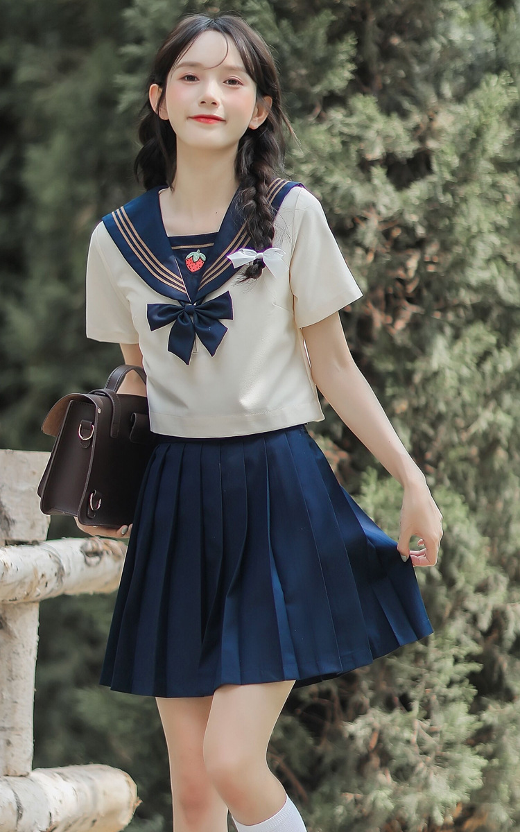 jk制服裙日系学院海军风甜美百褶裙子水手服套装连衣裙女夏季