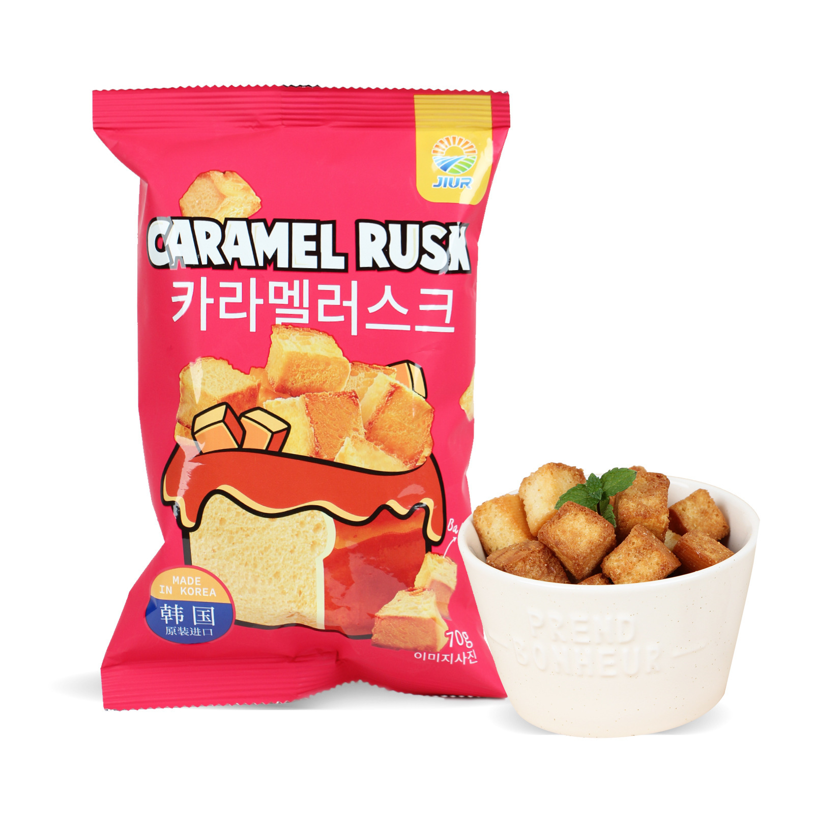 韩国进口零食品九日焦糖味面包块休闲零食黄油味面包干制品70g/袋