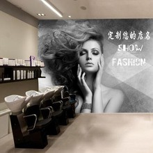 个性时尚造型设计理发工作室墙纸壁纸潮流发型发廊美发烫染店壁画