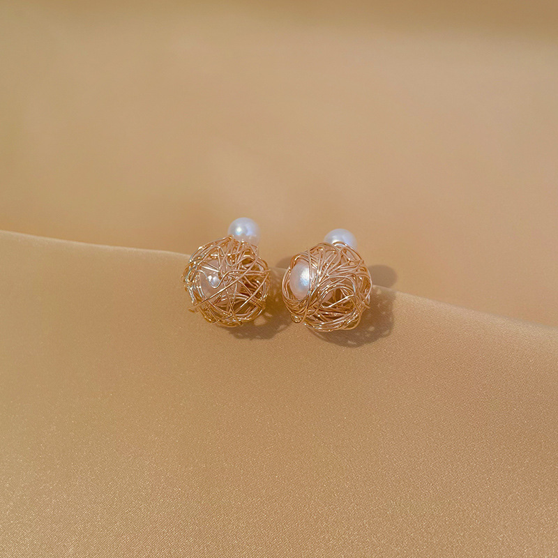 925银针耳环韩国气质耳钉金属复古几何耳坠感大气耳饰批发