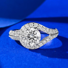 慕景珠宝2024新款一克拉戒指环6.5mm圆形925银钻戒女时尚百搭单品