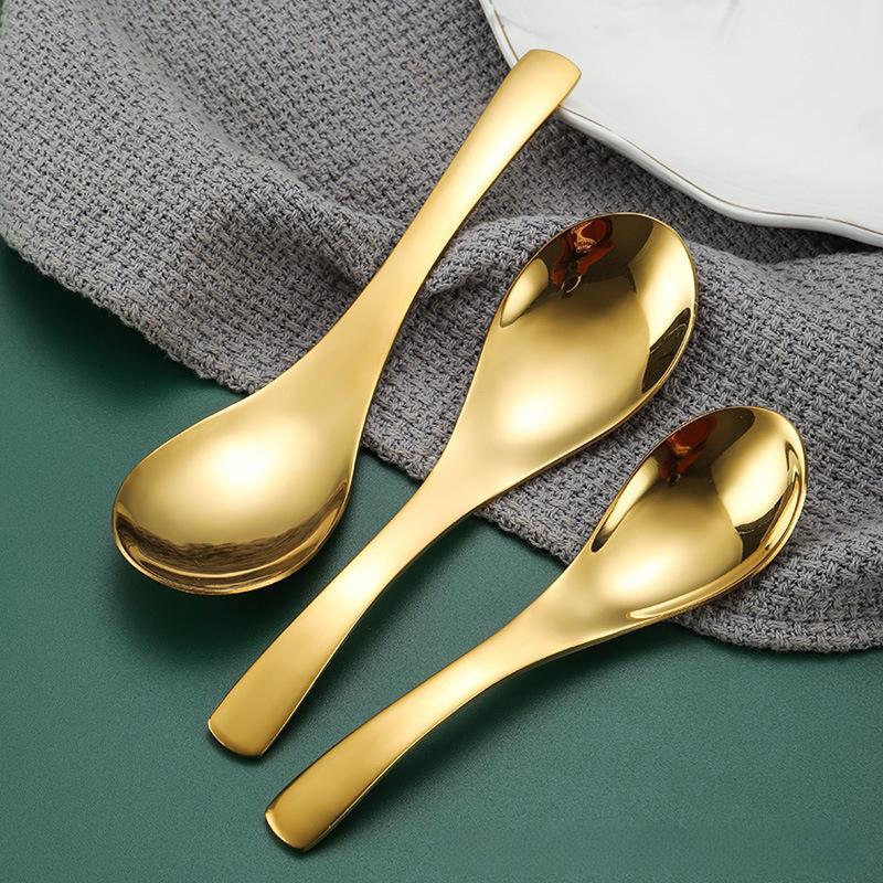 Cross-Border 304 Stainless Steel Rice Spoon Restaurant Spoon Thickened Children's Soup Spoon Creative Golden Spoon Spoon Spoon Spoon Spoon Meal