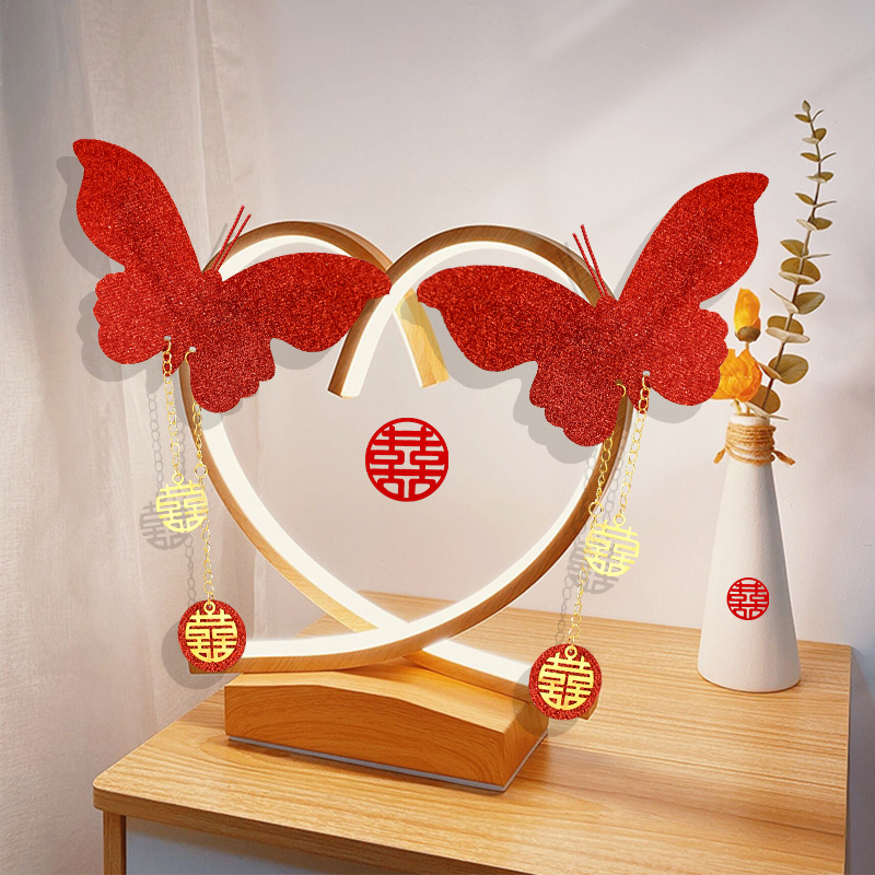Wedding Three-Dimensional Simulation Red Butterfly Wedding Room Decoration Bedroom Living Room Background Wall Layout Wedding Ceremony and Wedding Celebration Supplies