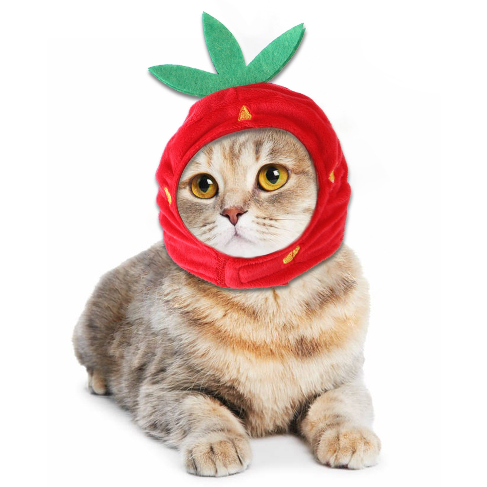 New Pet Funny Hat Dog Cat Strawberry Hat Green Leaf Big Strawberry Headgear Funny Supplies