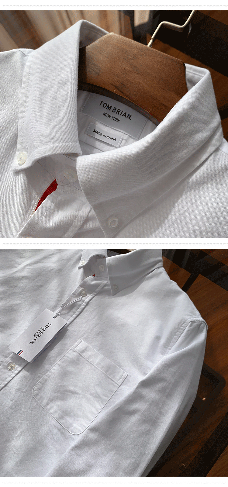 tom brian汤姆tb条纹罗缎织带臂章男士衬衫白色衬衫男女情侣款潮