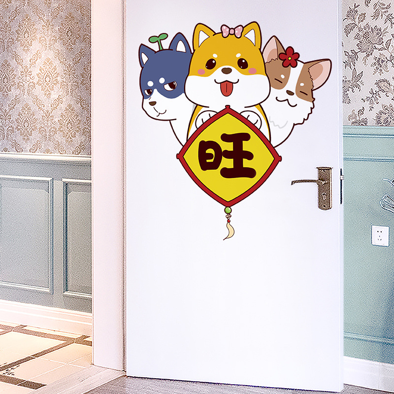 卡通可爱门贴画卧室门上装饰木门翻新贴纸门贴自粘房门3d立体墙贴