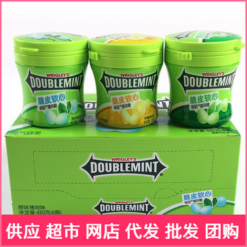 批发箭牌糖果绿箭口香糖脆皮软心薄荷糖80g*6瓶整盒留兰香柠檬