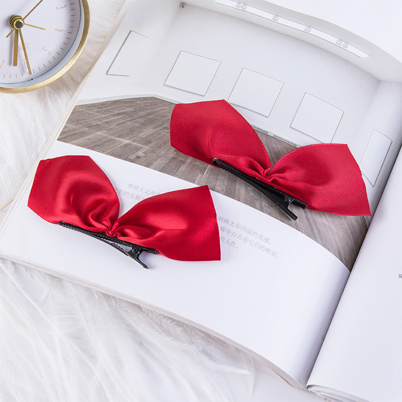 Black Bow Velvet Satin Hairpin Jisoo Same Style Clip Korean Female Hairpin Top Clip Bow Hair Accessories