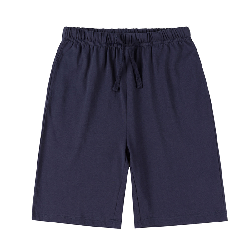 外贸全棉短裤批发 中大童夏季宽松运动素色沙滩裤 直筒三分裤子
