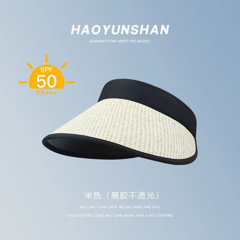 New Straw Hat Women's Summer Sun Protection Visor Cap Korean Style 2023 Sun Hat Fashion Headband Sun Protection Hat Wholesale