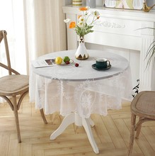 圆形小圆桌桌布感蕾丝白色纱刺绣花镂空餐台布家用轻奢 ins风