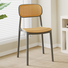 椅子北欧扶手书桌椅户外休闲塑料餐椅靠背椅可叠放藤编小户型家用