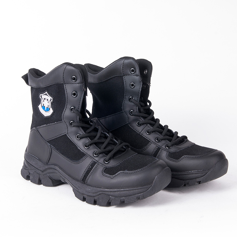 军靴男特战靴高帮特训靴增高透气轻便作战靴帆布黑色作训鞋保安鞋