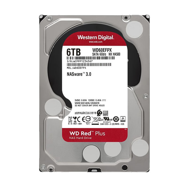红盘plus 6tb sata3 256m 网络储存(nas)硬盘 垂直式 (wd60efpx)