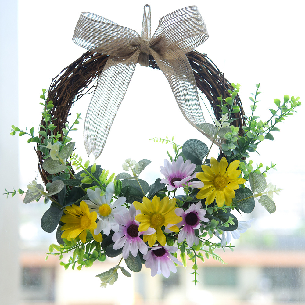 d907家居卧室门挂装饰仿真花小菊花花环装饰仿真花墙饰欧式 实价