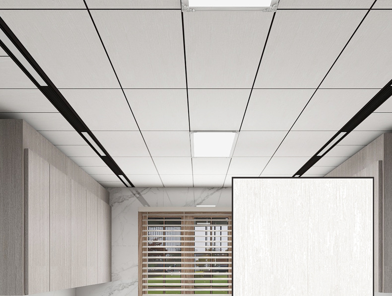 滚涂抗油污集成吊顶铝扣板300x600亚白吊顶纯白银灰色黑色铝天花