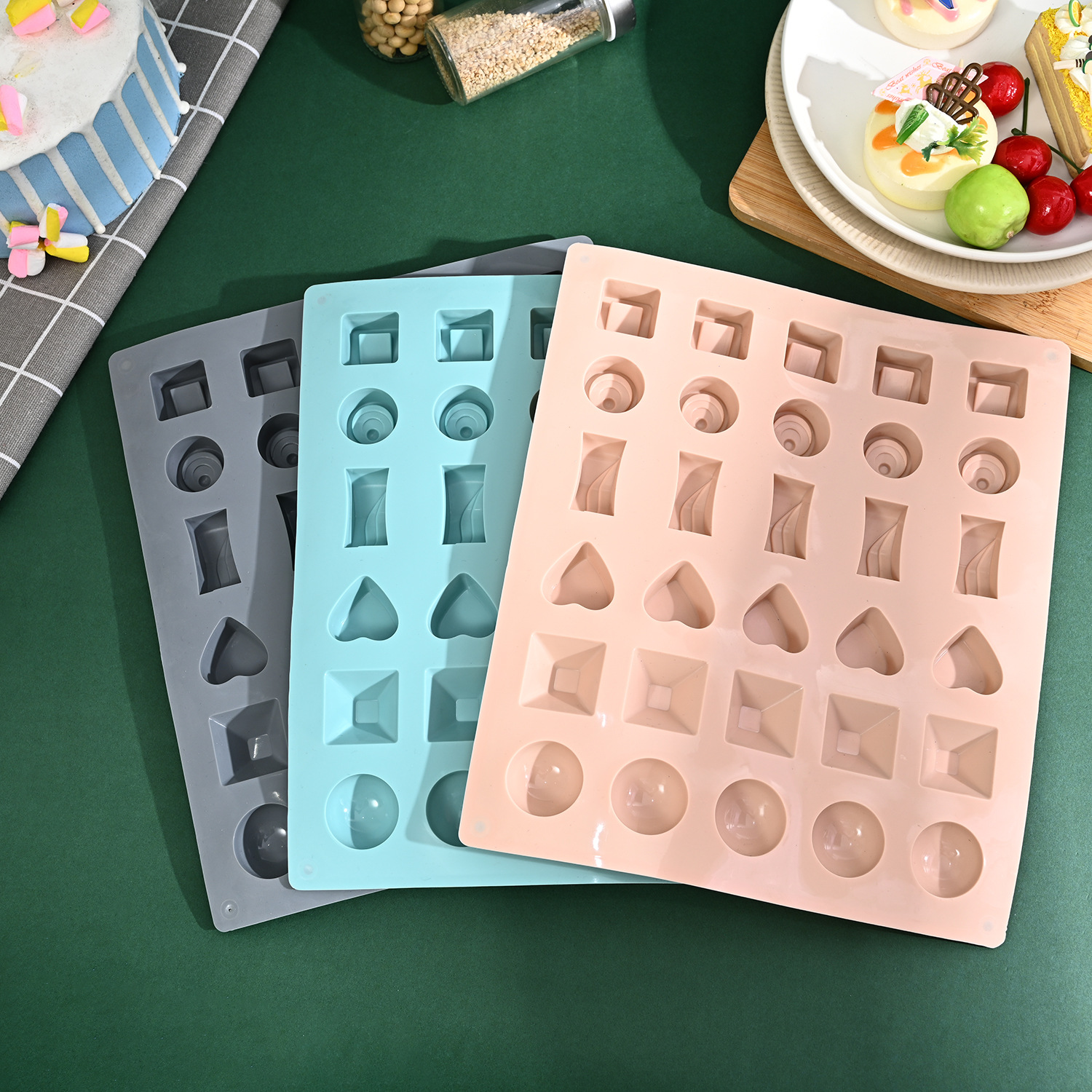 Diy Edible Silicon Chocolate Silicone Mold 30 Grid Square Love Household Handmade Cake Mold Ice Tray