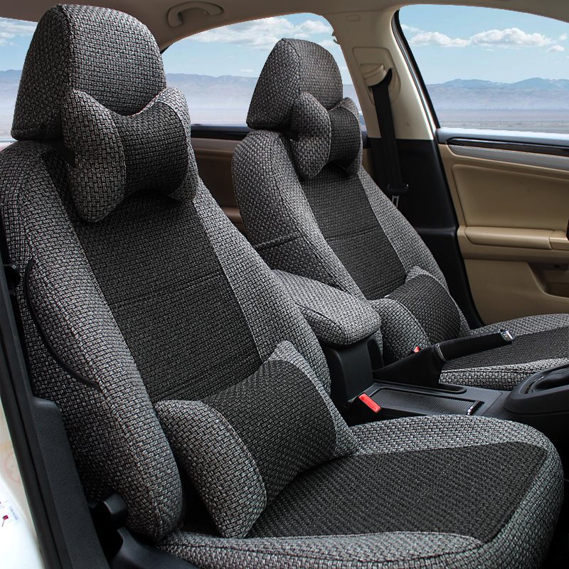 汽车座套四季通用包围亚麻座椅套适用车套布艺新款棉麻座垫坐套