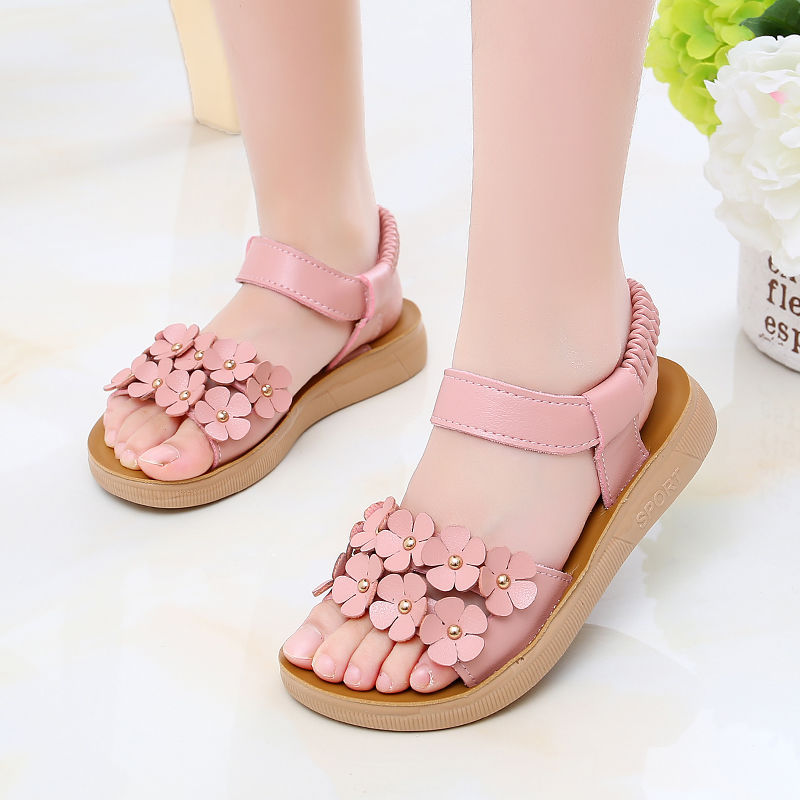 儿童小学生女孩子9平底10中大童11女童鞋12夏季13皮面14凉鞋15岁