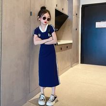 女童连衣裙夏季薄款2024新款小学生初中大童洋气网红修身女孩裙子