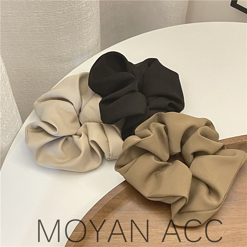 High-Grade ~ Korean Style Solid Color Large Intestine Hair Band Retro Temperament Suit Fabric Pleated Hair Rope Bun Hairtie