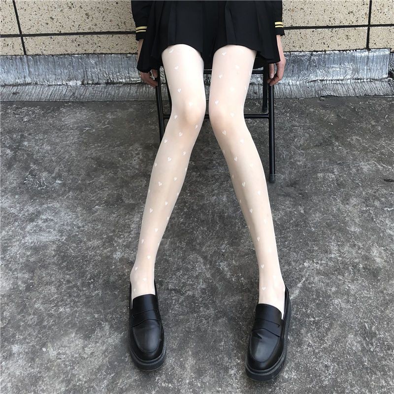 Japanese Thin Pantyhose Black Silk Pattern Love Jacquard Stockings Polka Dot Pantyhose JK Lolita One Piece Dropshipping