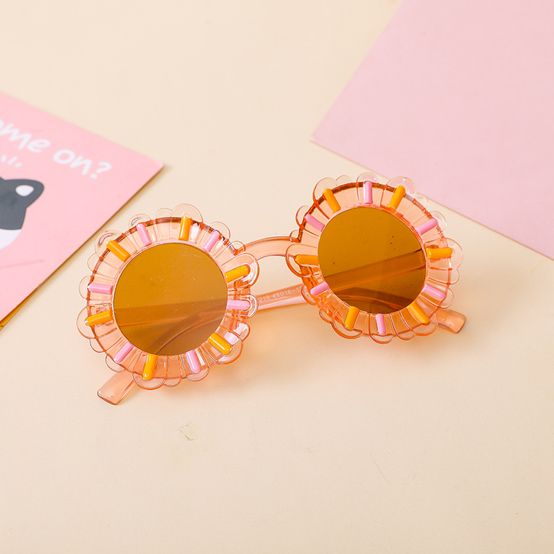 2022 Wholesale Jelly Candy Color Cartoon Sunglasses Cute Sun Flower Glasses UV Protection Baby Sunglasses