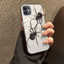 线条蜘蛛适用苹果15手机壳14/13新款彩银硬壳保护套11/XS高级男款