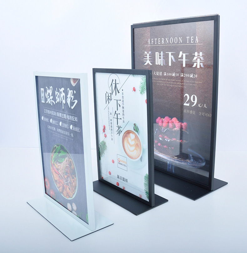 不锈钢餐厅餐馆台式双面海报水牌商场酒店台面立牌桌面立式广告牌