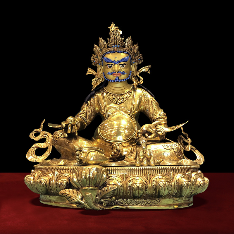 黄财神尼泊尔佛像纯铜鎏金家用52cm寺庙办公室公司摆件占巴拉财神