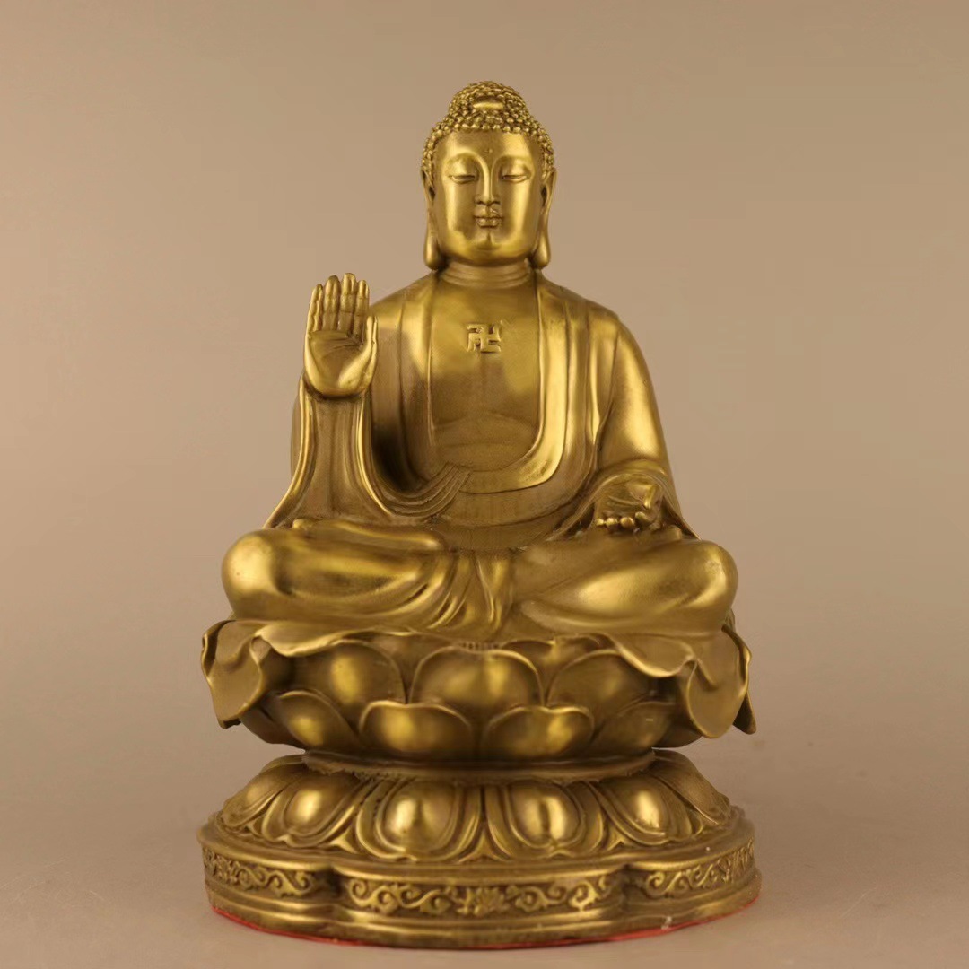 大日如来佛祖摆件黄铜天坛佛家用供养佛像大号坐莲花释迦牟尼铜像