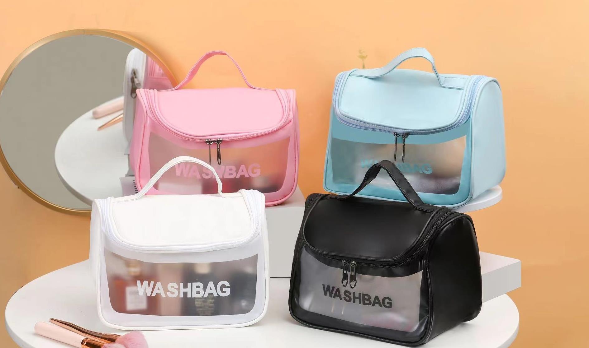磨砂高颜值大容量手提挂钩洗漱包 PU多功能收纳包简约护肤品收纳