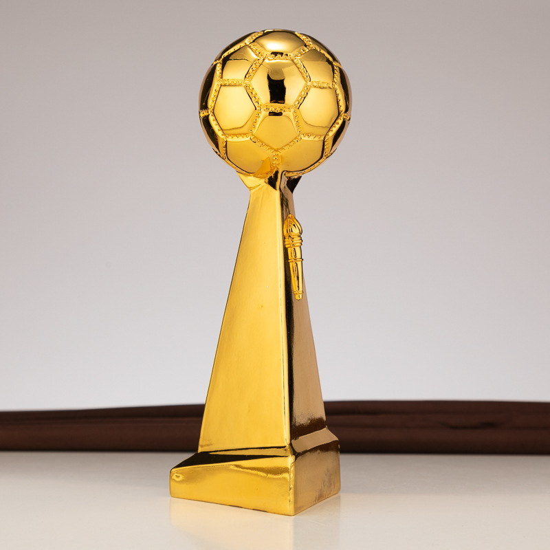 世界杯团队冠军奖杯 22cm足球射手球员奖 电镀树脂定制印字工艺品