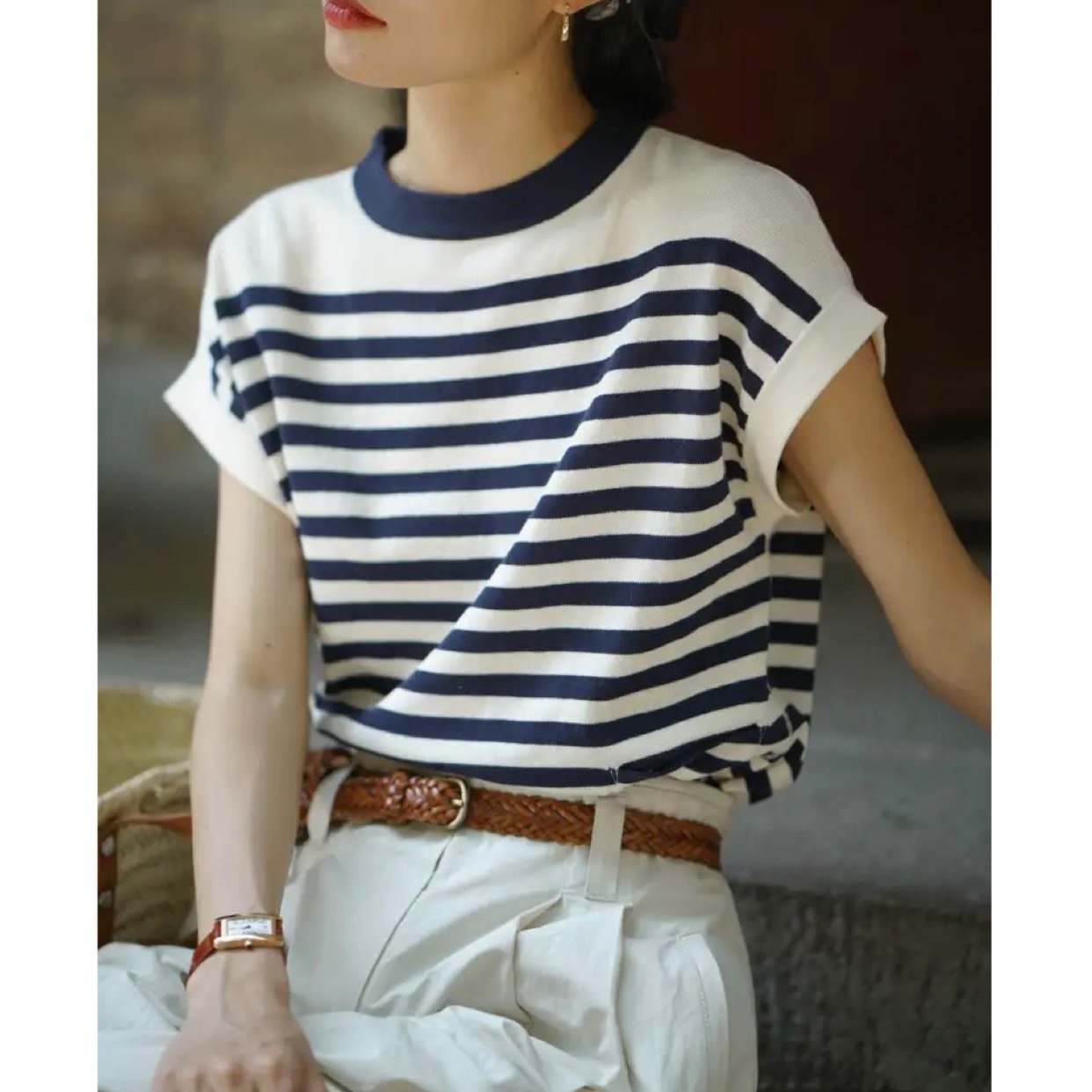 ginger ale 2024/ss "by the sea" 连袖式 针织海魂衫-阿里巴巴