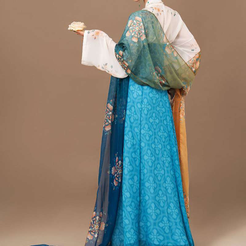 轻汉坊原创清婉唐风复原款齐胸汉服女一片式破裙襦裙唐制对襟夏季