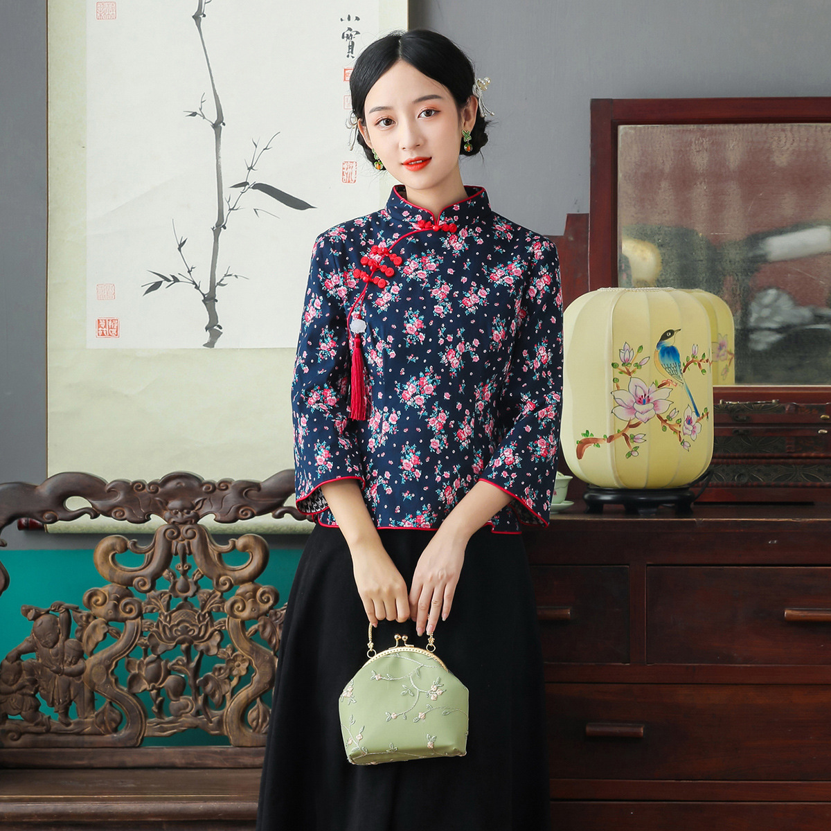 唐装民国女装茶服采耳汉服改良旗袍上衣中国风外套民族风大码女装