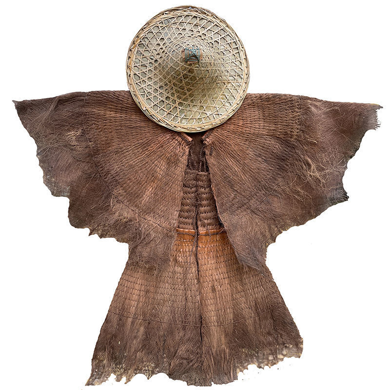 特大蓑衣农家乐装饰斗笠帽鱼篓草鞋油灯棕衣酒店装饰挂件可穿古风