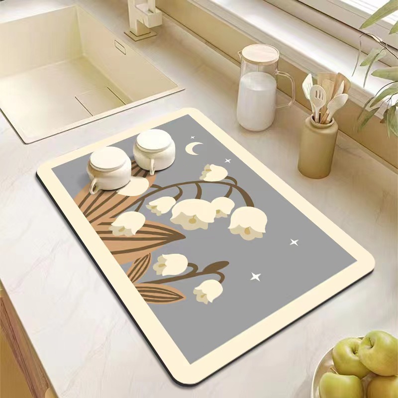 Kitchen Water Draining Pad Fresh Bar Absorbent Cup Tea Table Heat Proof Mat Placemat Bowls, Plates, and Cups Disposable Mat