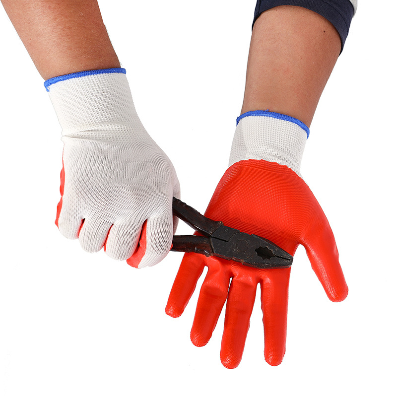 13-Pin Nylon Breathable White Yarn Dipped Nitrile Nitrile Nitrile Construction Site Work Gloves Wear-Resistant Non-Slip Labor Protection Hand