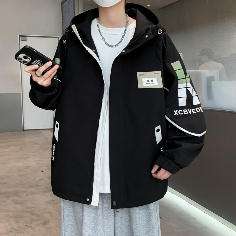 青少年春秋款潮流外套男孩风衣初中高中学生帅气夹克大童春装上衣
