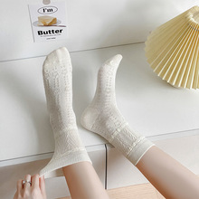 jk袜白色袜子女士夏季薄款中筒袜纯色格子麻花中筒袜秋季日系女袜