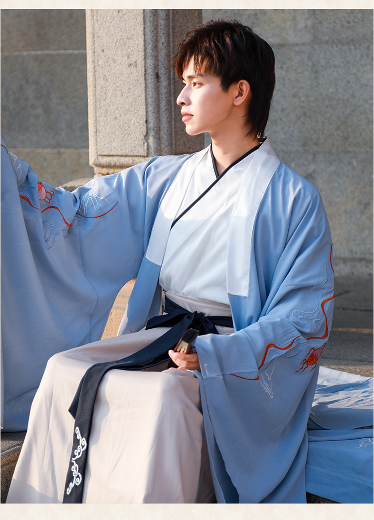 中国风龙纹汉服男装中国风古装男士大码武侠复古学生日常表演套装