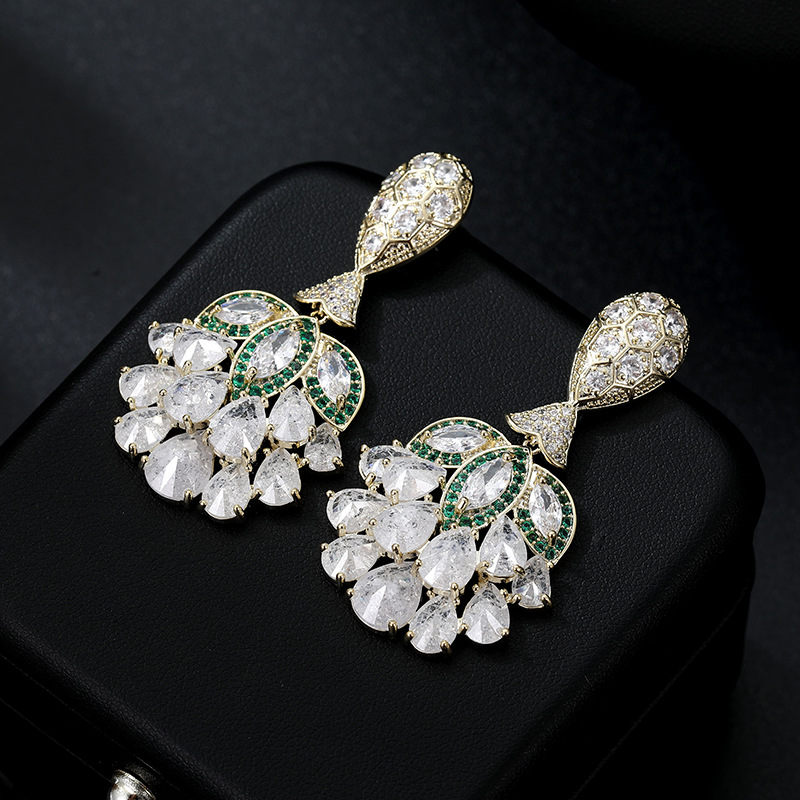 European and American Fashion Sterling Silver Needle Color Zircon Female Wish Hot Sale High Sense Micro Inlaid Full Diamond Earrings Earring Ornament