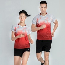 夏季男女情侣款短袖运动T恤羽毛球服跑步服训练团体比赛定制logo