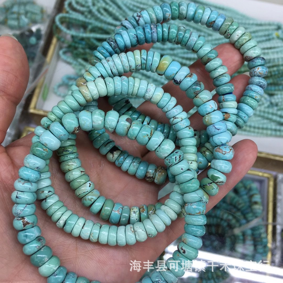 天然无优化绿松石隔片手链高瓷绿松石隔珠diy文玩饰品配件批发
