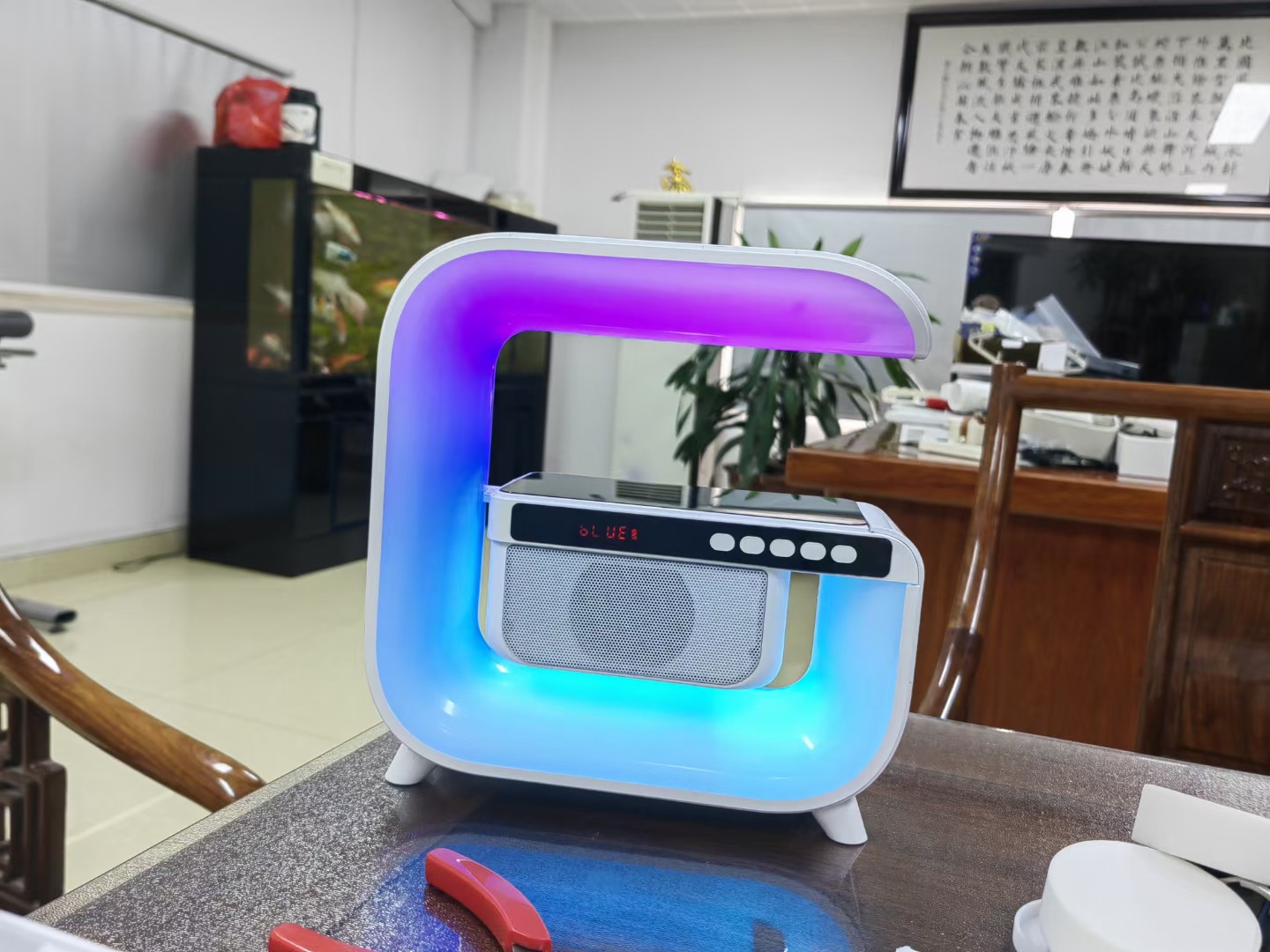 G500 Speaker G3 Bluetooth Speaker Seven-Color Ambience Light Subwoofer Clock Alarm Clock Wireless Charger Bluetooth Speaker