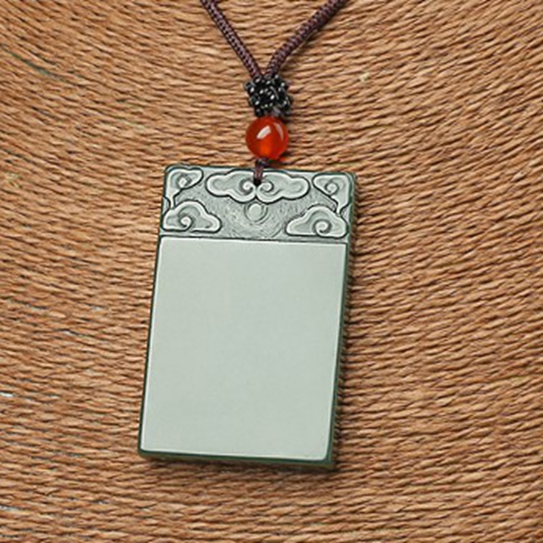 批发玉器无事牌祥云吊坠新疆和田青玉无事玉牌挂件